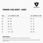 Size chart for REVIT Tornado 4 H2O Jacket - Ladies
