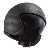 LS2 OF599 Spitfire II Black Flag Helmet - Matte Black / Titanium