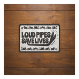 Oxford Garage Metal Sign: Loud Pipes Save Lives